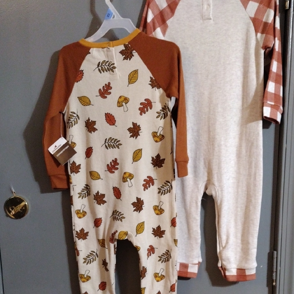 Autumn Leaf and Plaid Baby Rompers - Picture 5 of 5